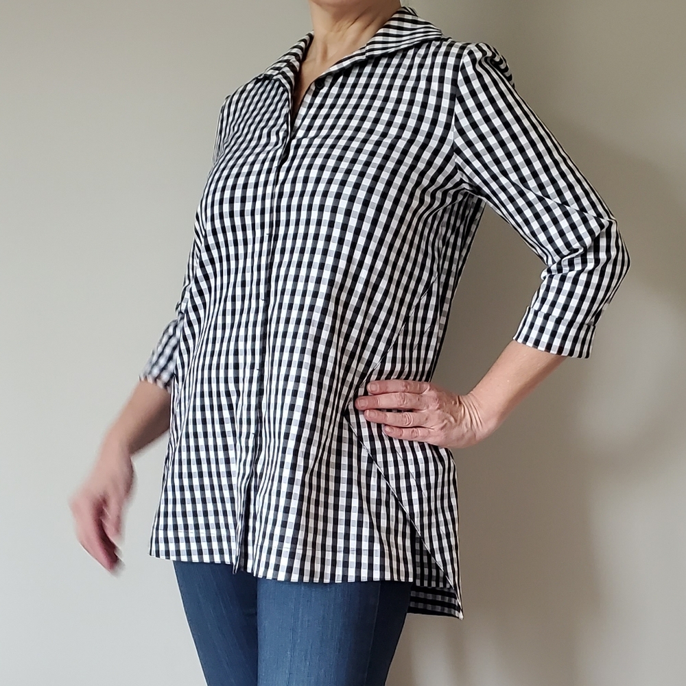 Lafayette 148 New York Marla Black and White Gingham Tunic